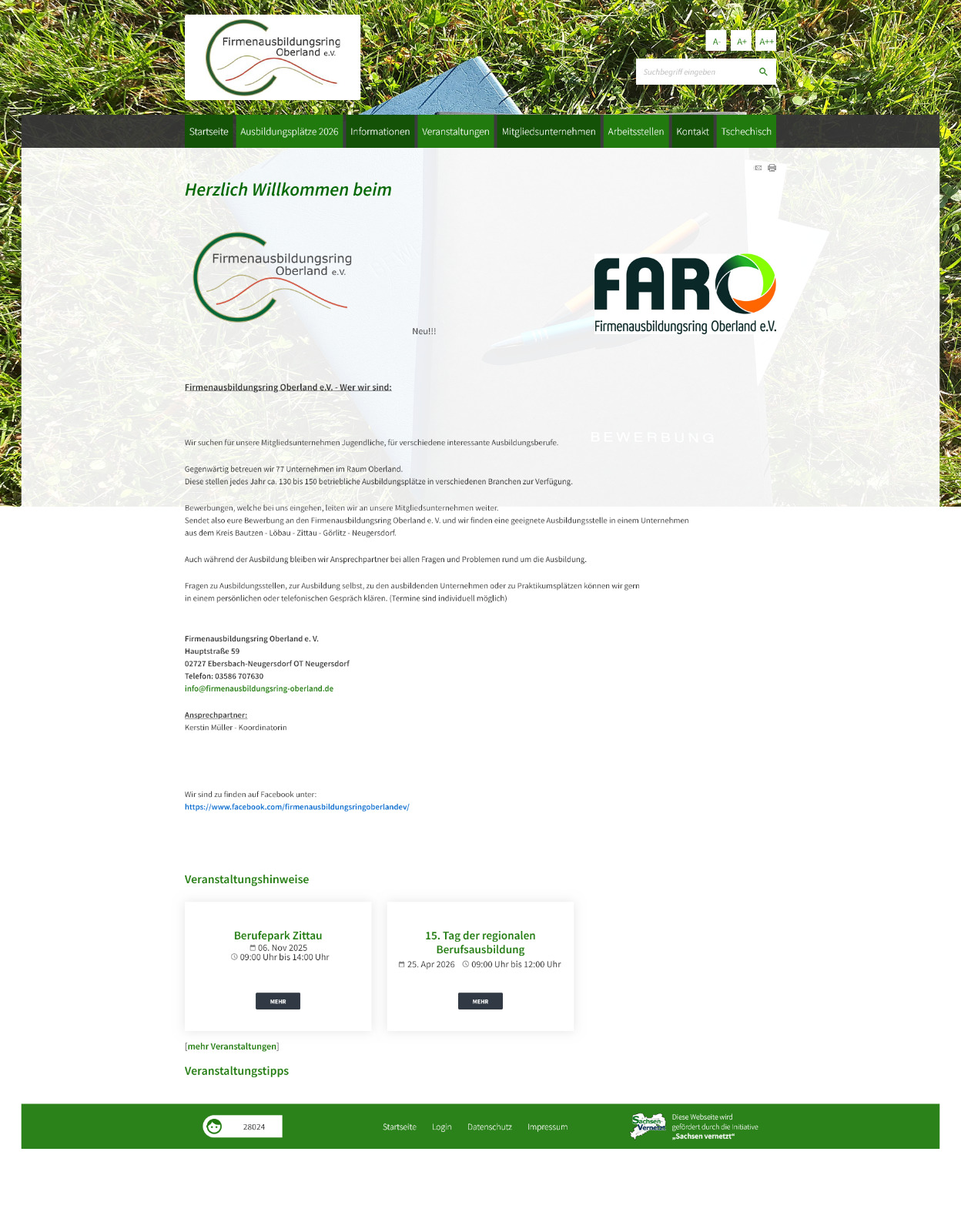 Altes Webdesign Firmenausbildungsring Oberland