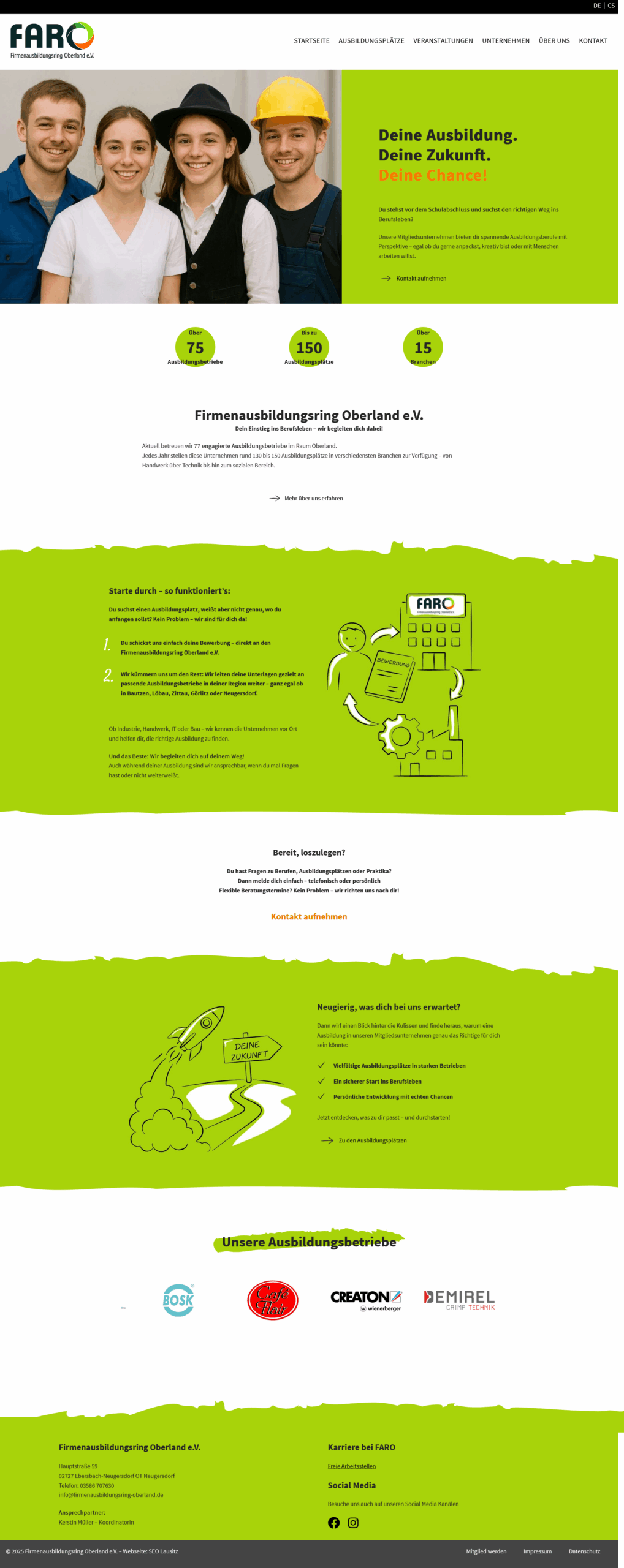 Neues Webdesign Firmenausbildungsring Oberland